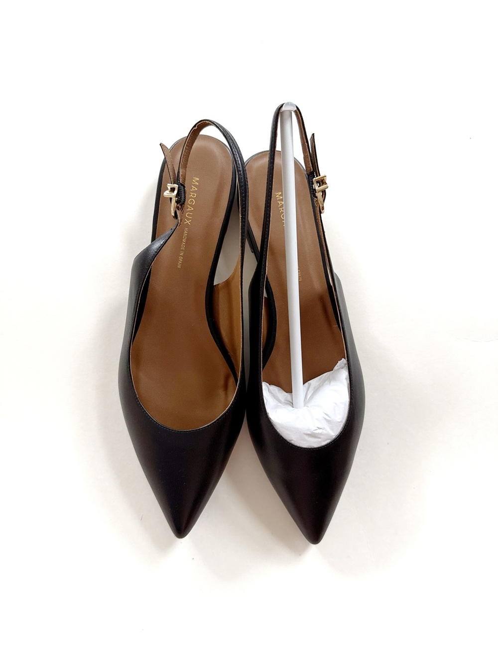 Margaux The Elise Black Pointed Leather Slingback Flats Size 40 - Picture 4 of 7
